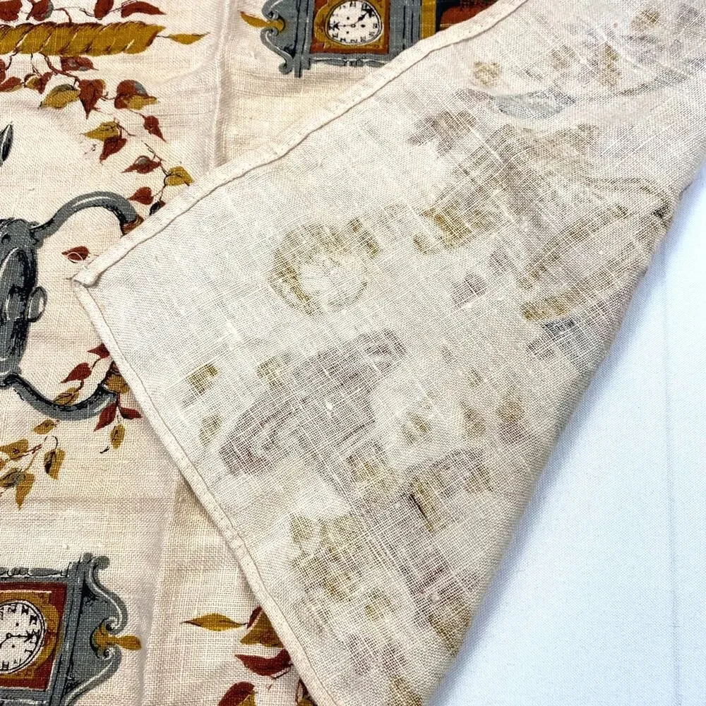 Vintage Parisian Prints Linen Tea Towels Coffee Tea Screen Printed Set of Two